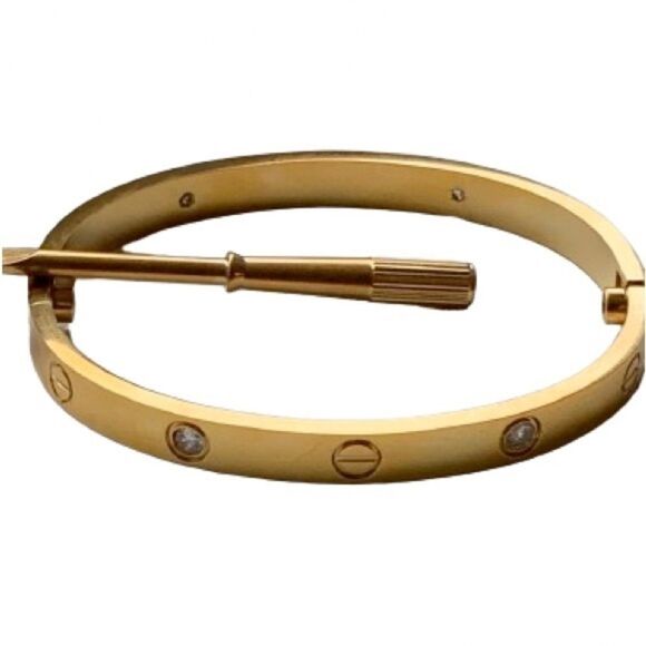 Iconic Gold Tone Screw Bracelet, Screwdriver & Crystals, Unisex Luxury Bangle - Picture 1 of 9